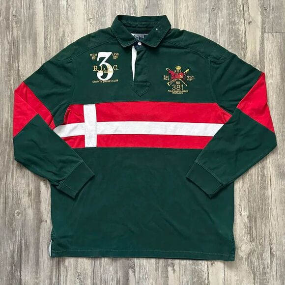 Polo by Ralph Lauren Other - Vintage Polo Ralph Lauren Denmark RLPC County Jockey Club Rugby Long Sleeve XL